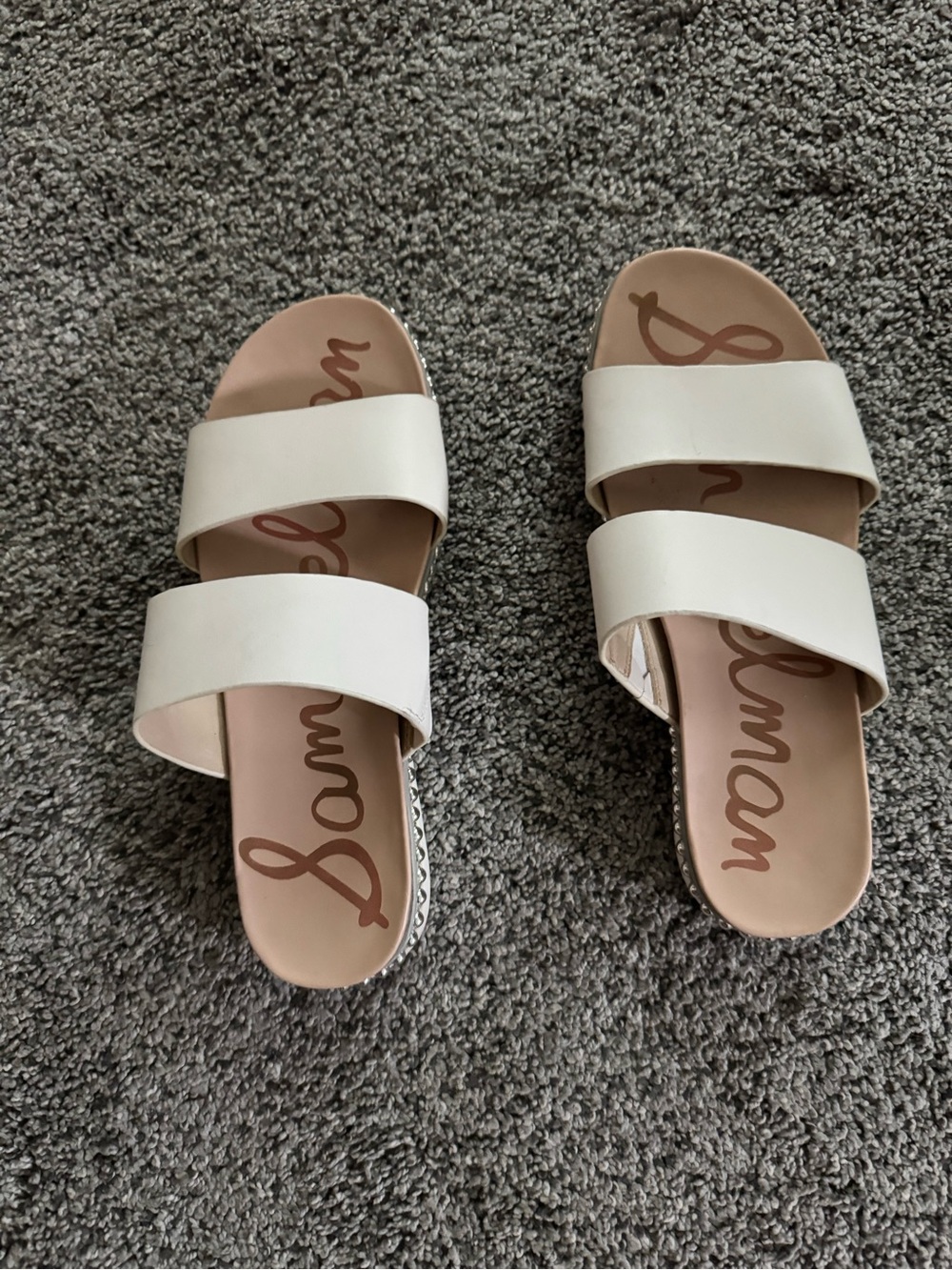 Sam Edelman White Double-Band Slide Sandals